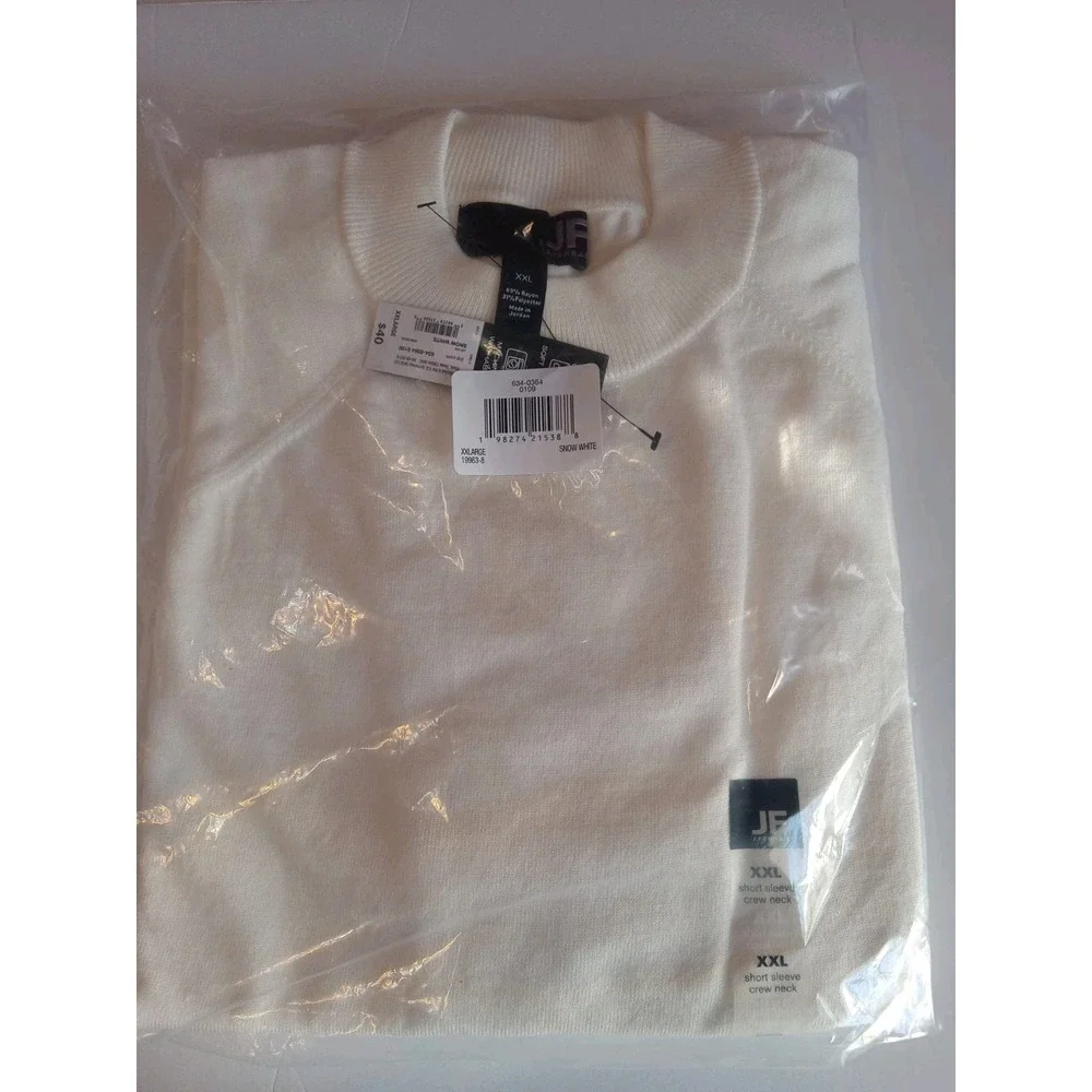 J. Ferrar Mens Short‎ Sleeve Crew Neck Sweater XXL Snow White Light Weight